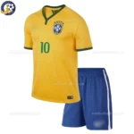 Brazil Home kids kit 2014-front view-NEYMAR JR 10-no sock