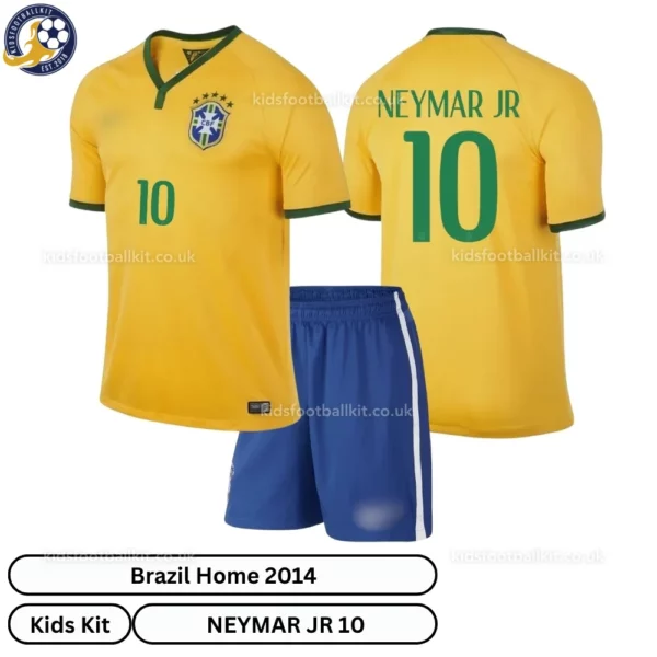 Brazil Home kids kit 2014-over view-NEYMAR JR 10-no sock