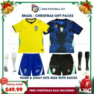 Brazil World Cup 2026 Gift Pack – Home and Away Kids Football Kit (With socks)