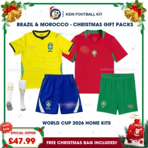 Brazil and Morocco World Cup 2026 Gift Pack – Home Kids Football Kit-new