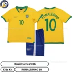 Brazil home kids kit 2006-over view-RONALDINHO 10-no sock