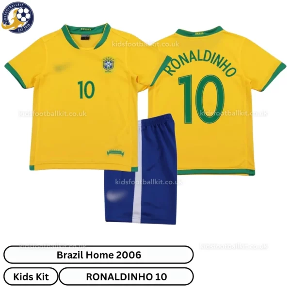 Brazil home kids kit 2006-over view-RONALDINHO 10-no sock