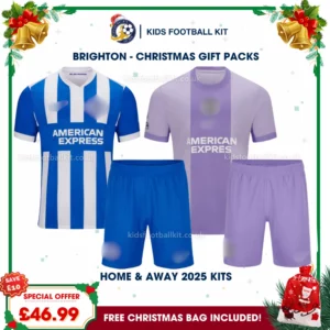 Brighton Gift Pack – Home and Away Kids Football Kit 2025/26 (No socks)