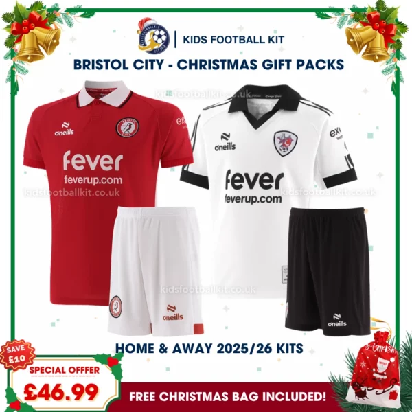 Bristol City Gift Pack – Home and Away Kids Football Kit 2025/26 (No Socks)