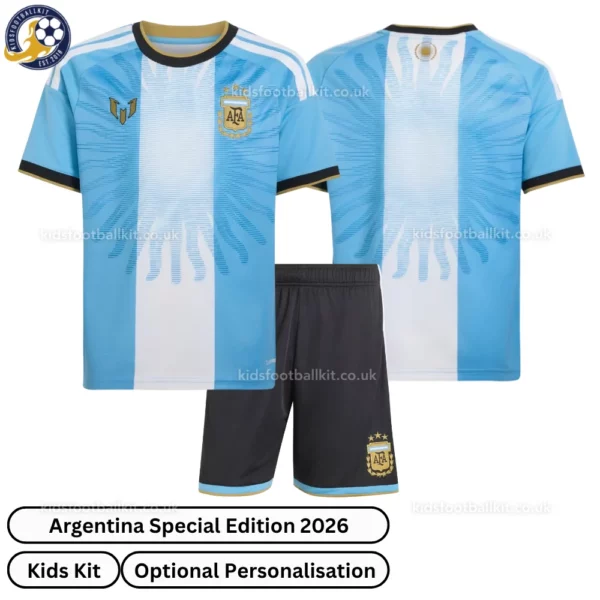 Argentina Commemorative Special Edition Kids Football Kit 2026 (No Socks) - Overview