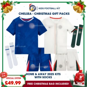 Chelsea Gift Pack – Home and Away Kids Football Kit 2025/26 (With socks)