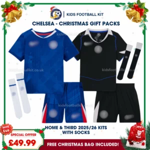 Chelsea Gift Pack – Home and Third Kids Football Kit 2025/26 (With socks)