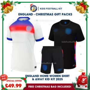 England Gift Pack – Home Mum Shirt & Away Lionesses Son Kids Football Kit 2025
