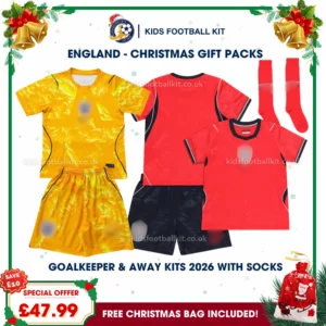 England Gift Pack – World Cup 2026 Away and Goalkeeper Kids Football Kit - Yellow