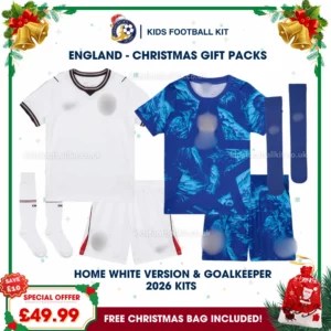 England Gift Pack – World Cup 2026 Home and Goalkeeper Kids Football Kit (With socks)