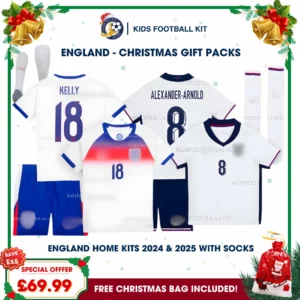 England Lionesses Gift Pack – 2 Home Kids Football Kits 2025 - KELLY 18 and ALEXANDER-ARNOLD 8