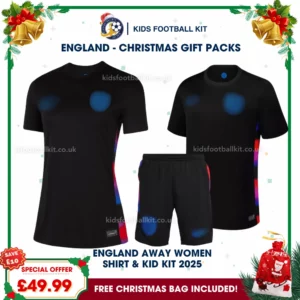 England Lionesses Gift Pack – Away Mum Shirt & Son Kids Football Kit 2025