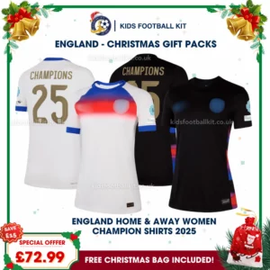 England Lionesses Gift Pack – Home & Away Women Football Shirt 2025 – CHAMPIONS 25