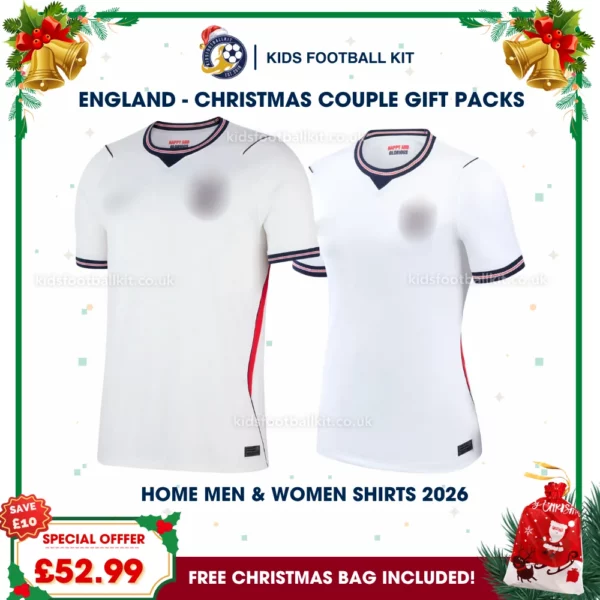 England World Cup 2026 Couple Gift Pack – Home Men and Women Football Shirts