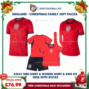 England World Cup 2026 Family Gift Pack – Away Dad and Mum Shirts and Kids Football Kit