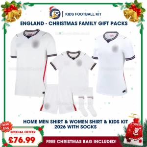 England World Cup 2026 Family Gift Pack – Home Dad and Mum Shirts and Kids Football Kit