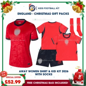 England World Cup 2026 Gift Pack – Away Mum Shirt and Son Kids Football Kit