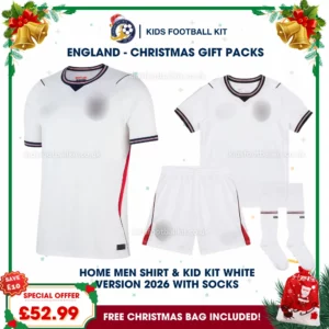 England World Cup 2026 Gift Pack – Home Dad Shirt and Son Kids Football Kit
