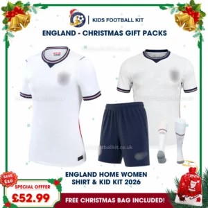 England World Cup 2026 Gift Pack – Home Mum Shirt and Son Kids Football Kit 2026