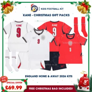 England World Cup 2026 Gift Pack – Home and Away Kids Football Kit - KANE 9 (With socks)