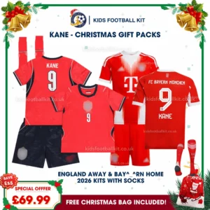 England World Cup 2026 and Bay^_^rn Gift Pack – Away and Home Kids Football Kit - KANE 9 (With socks)