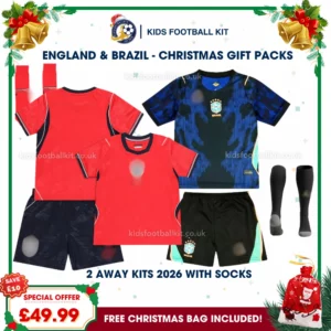 England and Brazil World Cup 2026 Gift Pack – Away Kids Football Kit