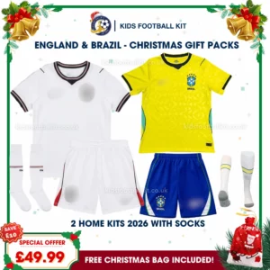 England and Brazil World Cup 2026 Gift Pack – Home Kids Football Kit