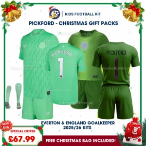 England and Everton Gift Pack – Goalkeeper Kids Football Kit 2025 - PICKFORD 1