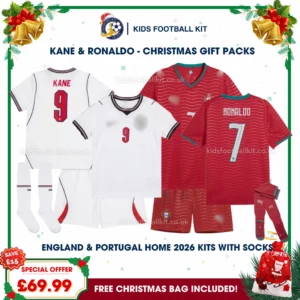 England and Portugal World Cup 2026 Gift Pack – Home Kids Football Kit - KANE 9 and RONALDO 7