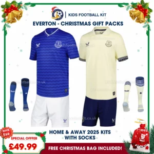 Everton Gift Pack – Home & Away Kids Football Kit 2025/26 (With socks)