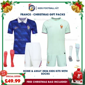 France World Cup 2026 Gift Pack – Home and Away Kids Football Kit (With socks)
