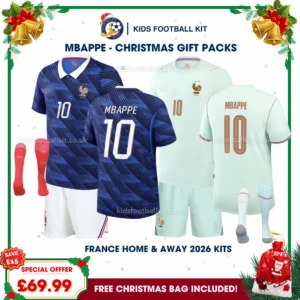 France World Cup 2026 Gift Pack – Home and Away Kids Football Kit – MBAPPE 10 (With socks)