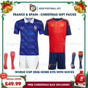France and Spain World Cup Champions 2026 Gift Pack – Home Kids Football Kit (With Socks)