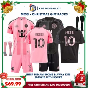 Inter Miami Gift Pack – Home and Away Kids Football Kit 2025/26 (With socks) - MESSI 10