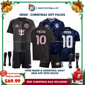 Inter Miami and Argentina World Cup 2026 Gift Pack – Away Kids Football Kit – MESSI 10 (With socks) (2)