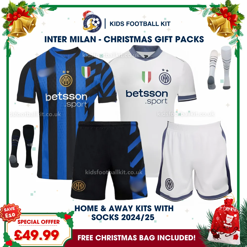 Inter Milan FC Gift Pack – Home & Away Kids Football Kit 2024/25 (With Socks)