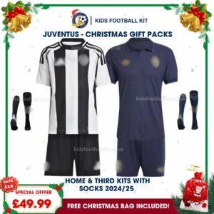 Juventus FC Gift Pack – Home & Third Kids Football Kit 2024/25 (With Socks)