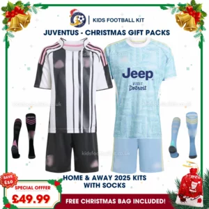 Juventus Gift Pack – Home & Away Kids Football Kit 2025/26 (With socks)