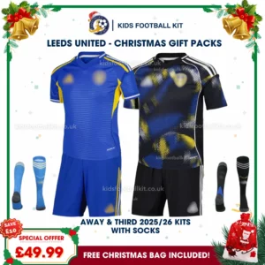 Leeds United Gift Pack – Away and Third Kids Football Kit 2025/26 (With socks)