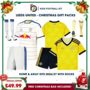 Leeds United Gift Pack – Home and Away Kids Football Kit 2026/27 (With socks)