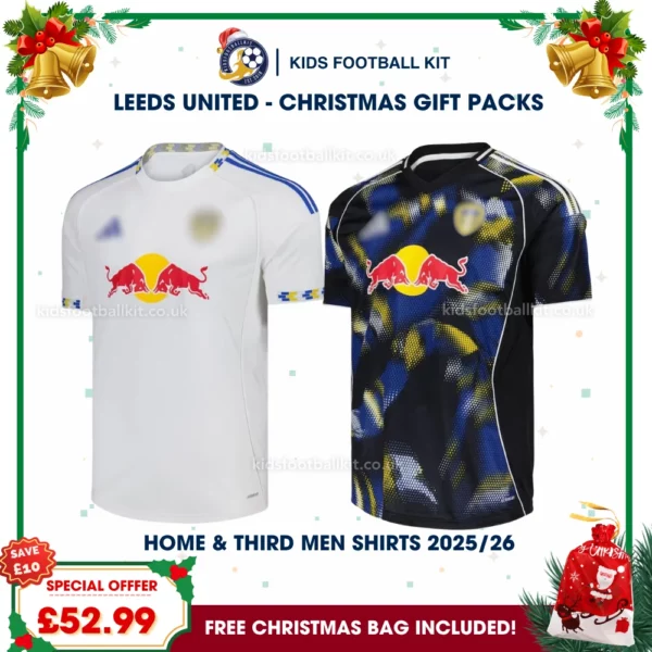 Leeds United Gift Pack – Home and Third Men Football Shirt 2025/26