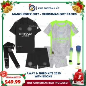 Manchester City Gift Pack – Away & Third Kids Football Kit 2025/26 (With socks)