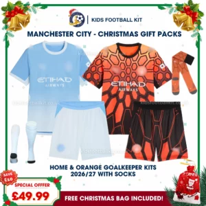 Manchester City Gift Pack – Home and Goalkeeper Kids Football Kit 2026/27 (With socks)
