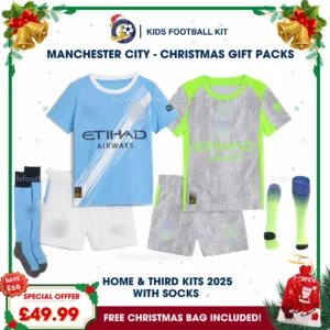 Manchester City Gift Pack – Home and Third Kids Football Kit 2025/26 (With socks)