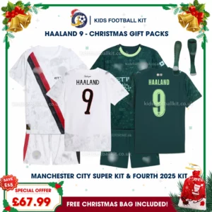 Manchester City Gift Pack – Super Kit and Fourth Kids Football Kit 2025/26 - HAALAND 9