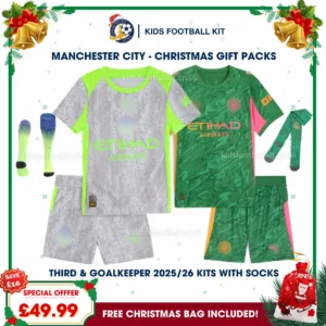 Manchester City Gift Pack - Third and Goalkeeper Kids Football Kit 2025/26 (With socks)