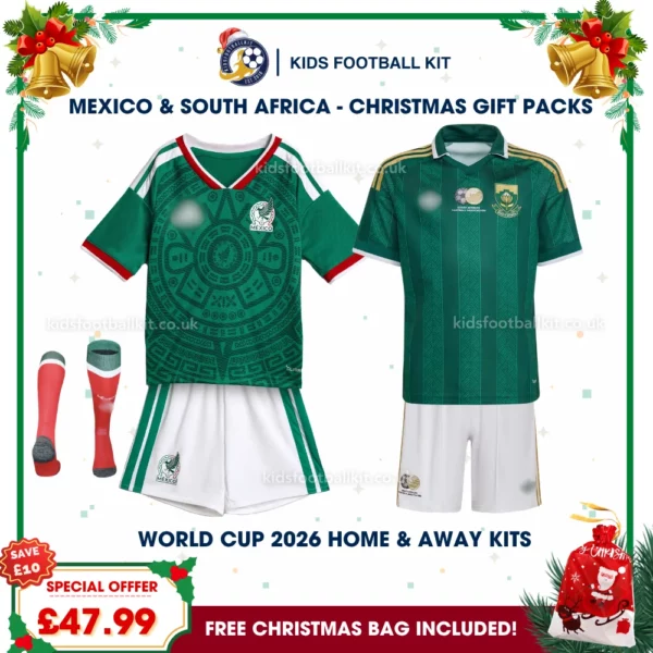 Mexico and South Africa World Cup 2026 Gift Pack – Home and Away Kids Football Kit