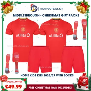 Middlesbrough Gift Pack – 2 Home Kids Football Kits 2026/27 (With socks)