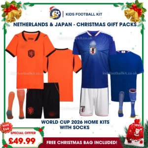 Netherlands and Japan World Cup 2026 Gift Pack – Home Kids Football Kit (With socks)