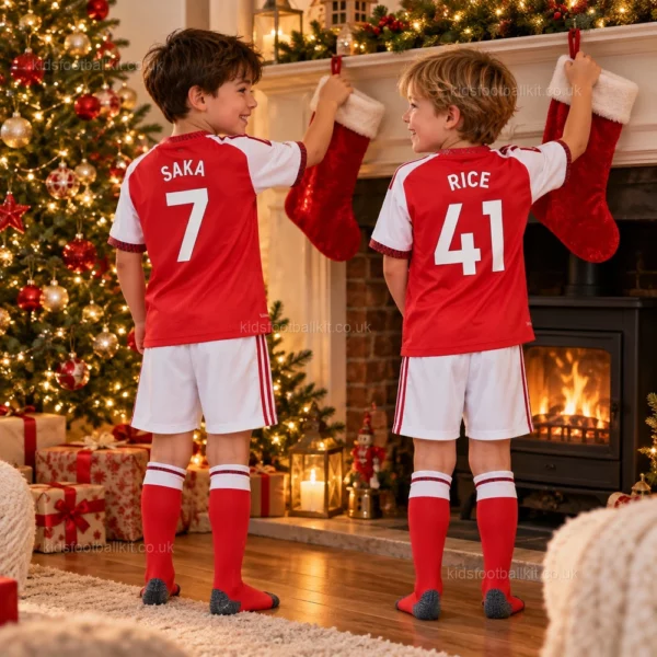 North-London-Red-Gift-Pack-–-2-Home-Kids-Football-Kits-2026_27-–-SAKA-7-and-RICE-41-With-socks-image-xmas